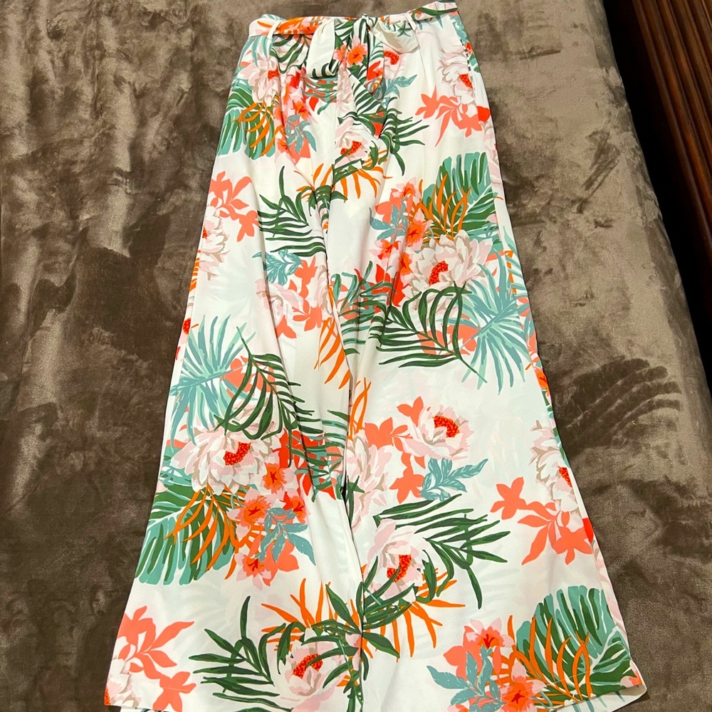 Tropical print palazzo pants